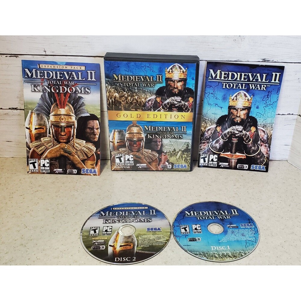 Medieval II Total War Gold Edition PC Game + Kingdoms Expansion Manuals SEGA